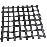 Black PET Uniaxial Geogrid on a white background