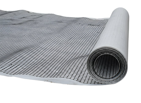 HEIGER composite biaxial geogrid with geotextile rolled out for soil reinforcement and stabilization projects