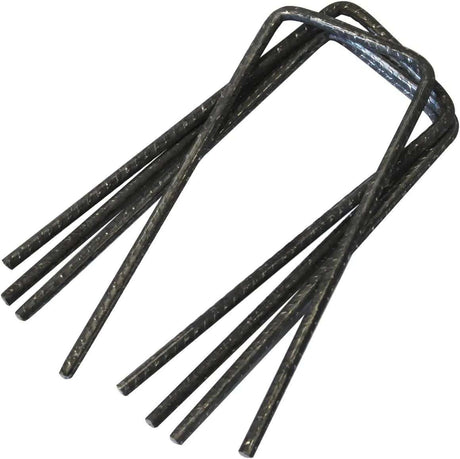 HEIGER black metal weed mat pins bundle with bent ends for securing garden fabric
