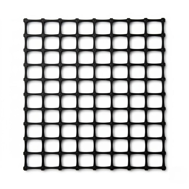 HEIGER PP biaxial geogrid in black designed for soil stabilization and reinforcement applications