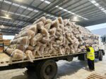 Coir logs on truck